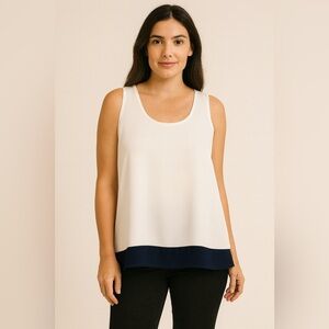 Tahari White and Black Sleeveless Tank Top